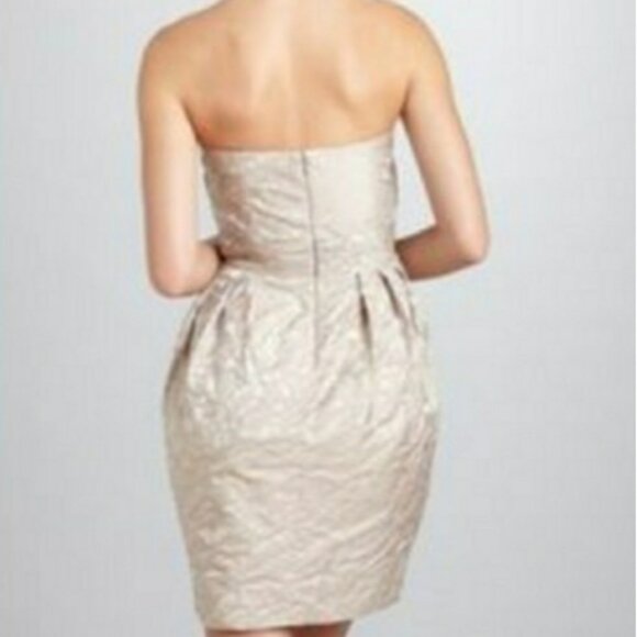 Max And Cleo Beige Taffeta Jacquard Strapless Cocktail Prom Dress Size 6 NWT - Picture 6 of 15